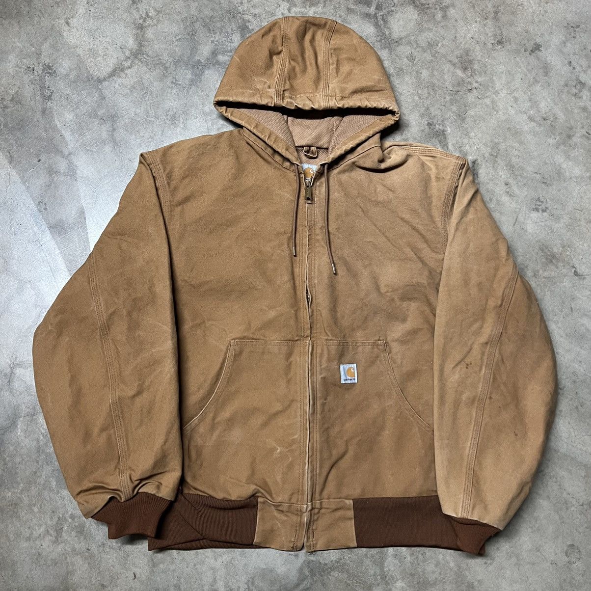 Carhartt × Carhartt Wip × Vintage Vintage 90’s Carhartt J131 BRN Full-Zip Hooded Jacket Size US XL / EU 56 / 4 - 2 Thumbnail