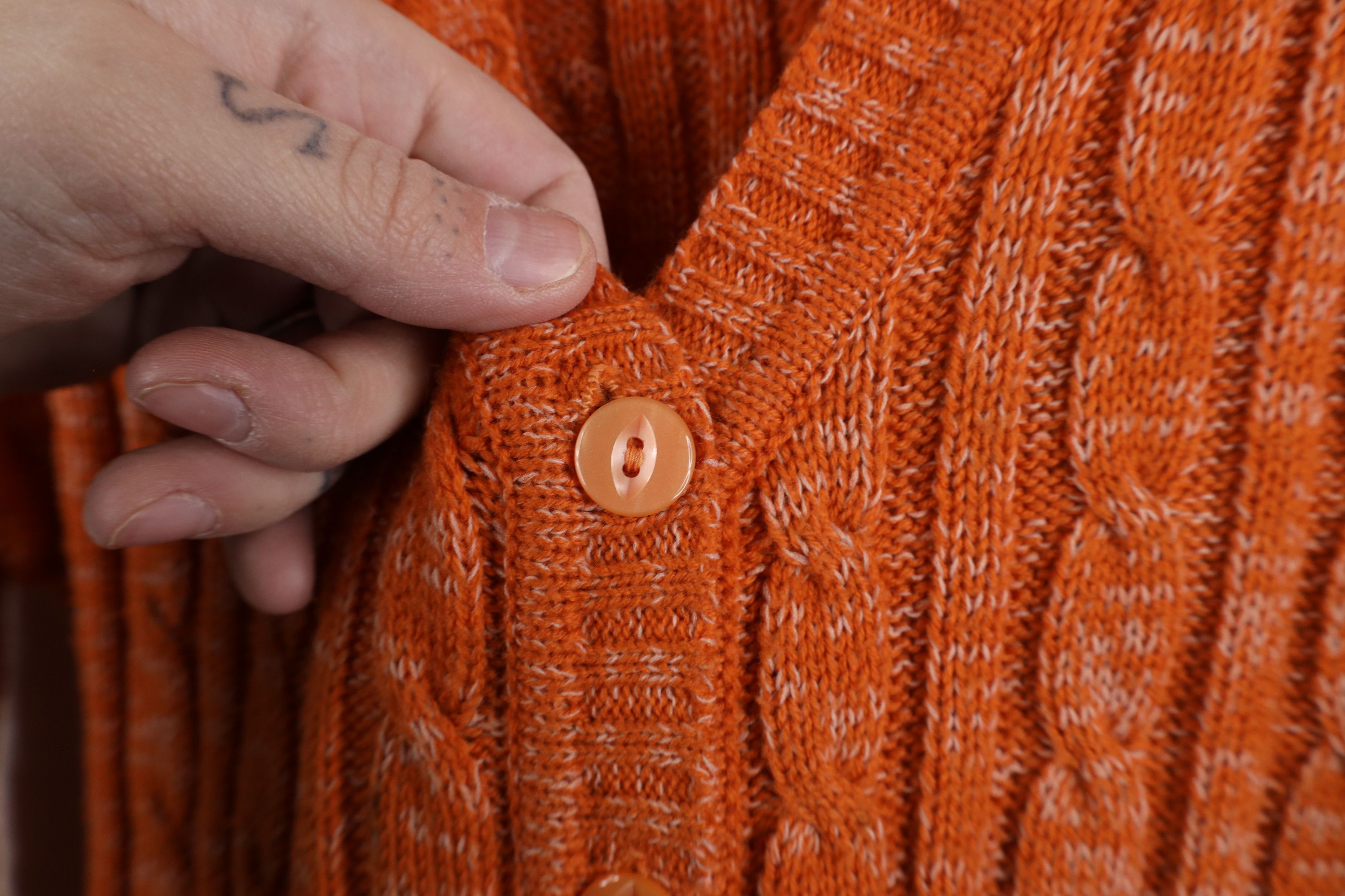 Vintage Vintage 70s Streetwear Cable Knit Cardigan Sweater Orange Size M / US 6-8 / IT 42-44 - 8 Thumbnail