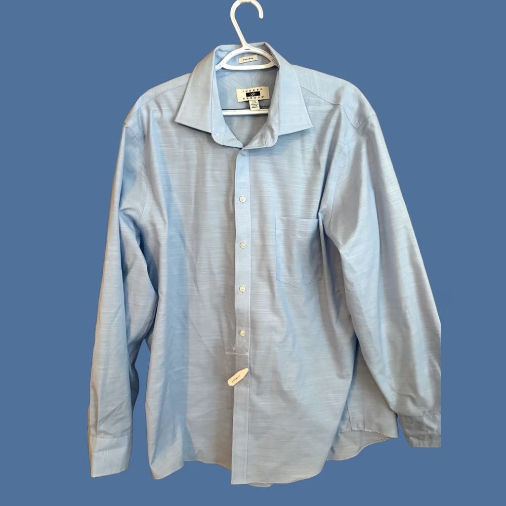 Joseph Abboud VINTAGE? No. Joseph Abboud Dress Shirt Blue 17.5-34/35 Mens Regular Non-Iron 100% Cotton Pattern Striped Long Sleeve Button Cuff Size US XXL / EU 58 / 5 - 1 Thumbnail
