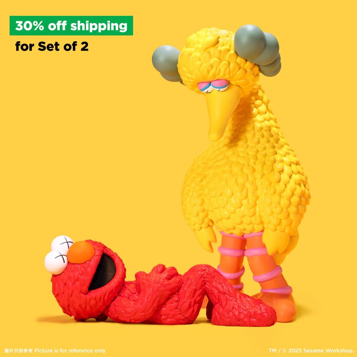 Kaws KAWS x Sesame Street Full Set Elmo Bert Ernie Oscar Big Bird Size ONE SIZE - 10 Thumbnail