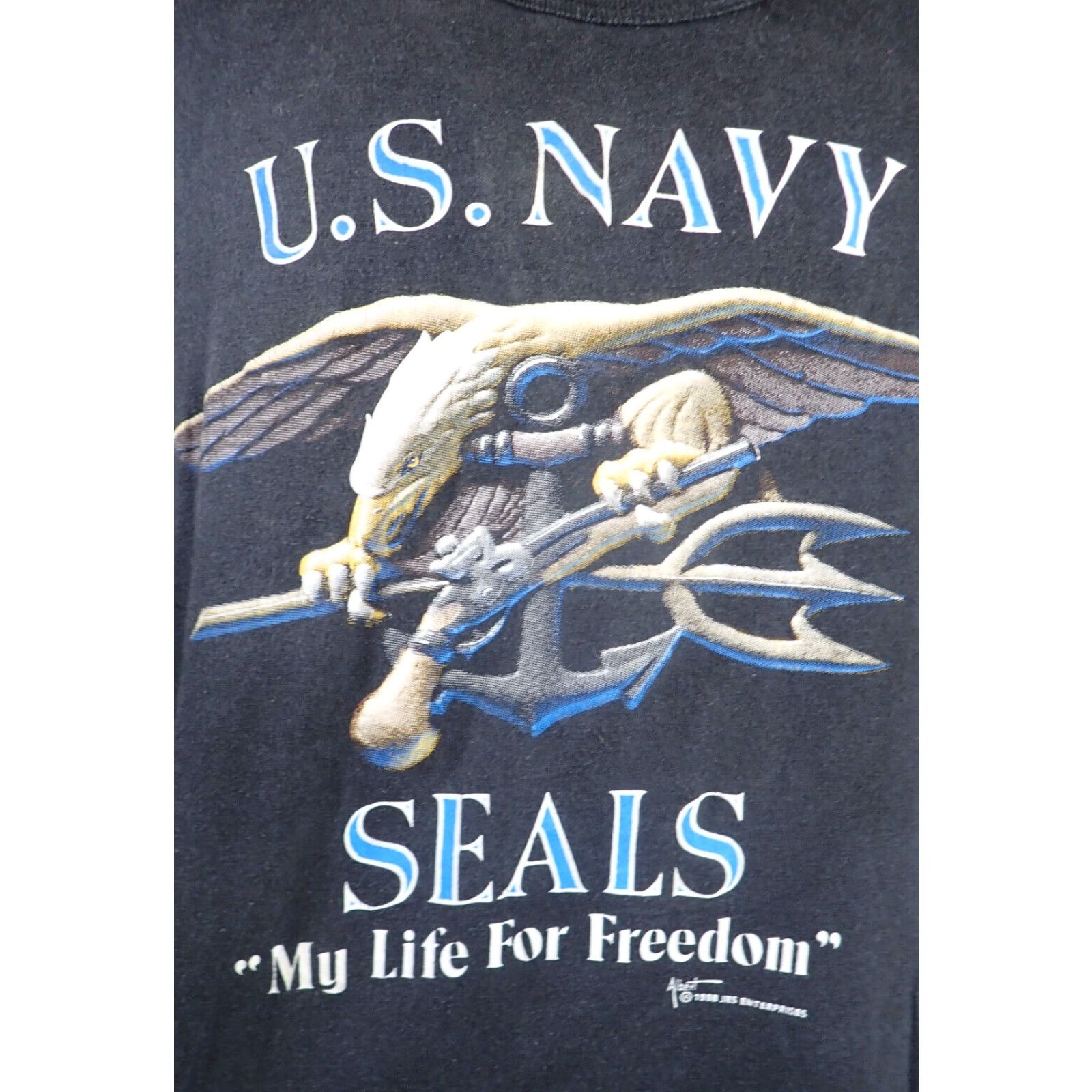 Vintage VINTAGE 1980s US Navy SEALS My Life For Freedom Cotton Blend Graphic T-Shirt Mens Large L Navy Frogmen Decade Military Men's Size US L / EU 52-54 / 3 - 2 Thumbnail