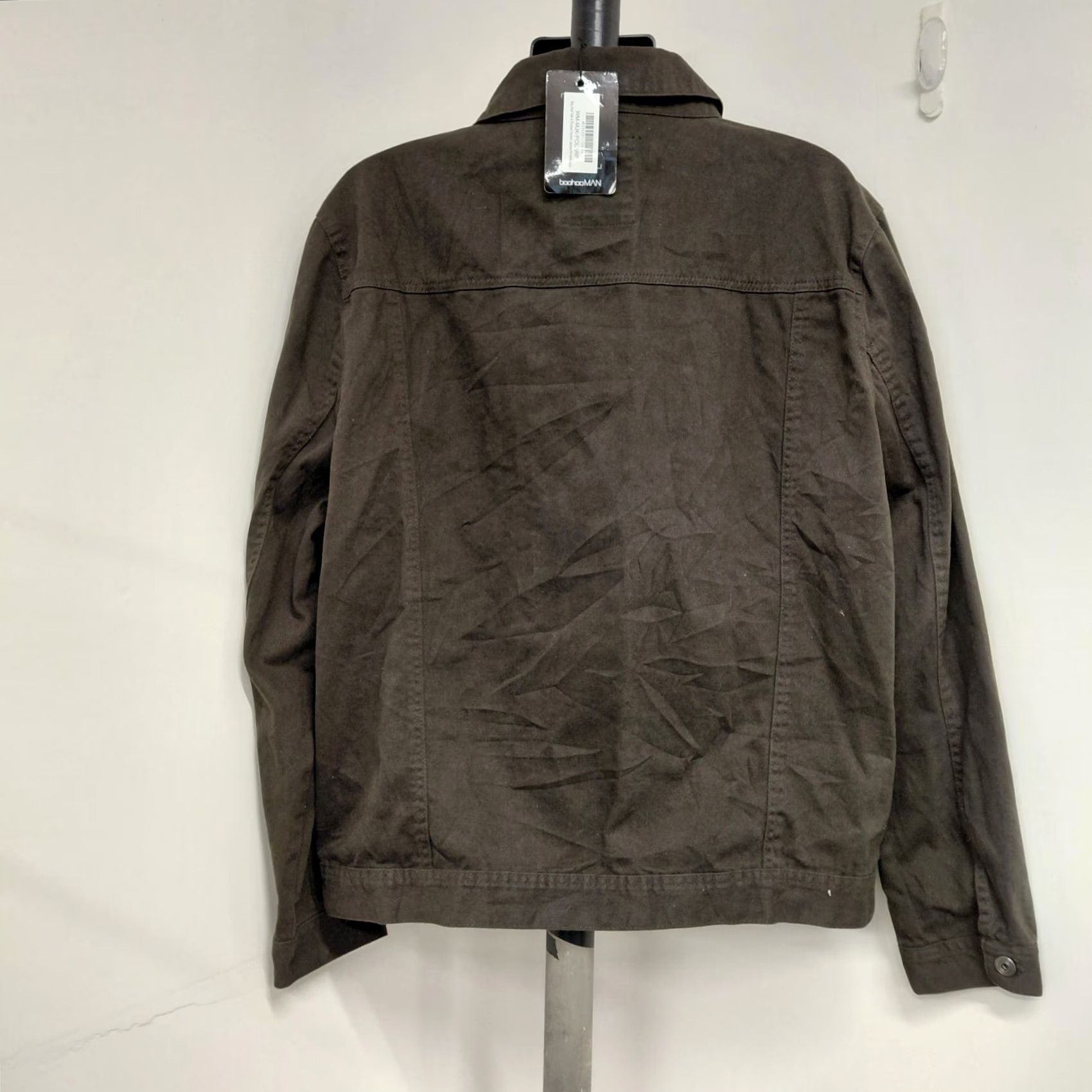 Vintage Boohoo Man Jacket Bomber Denim Olive Green XXL Men's Casual Button Pocket Lining Cotton Size US 39 - 4 Thumbnail