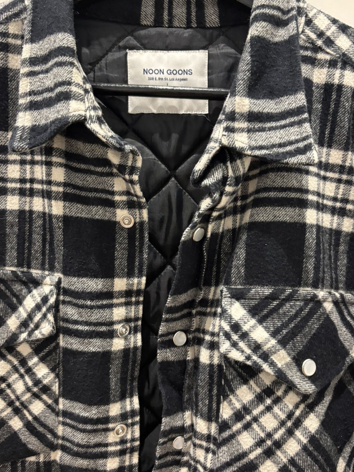 Noon Goons Noon Goons Classic Quilted Flannel Overshirt Black/White Size US L / EU 52-54 / 3 - 3 Thumbnail