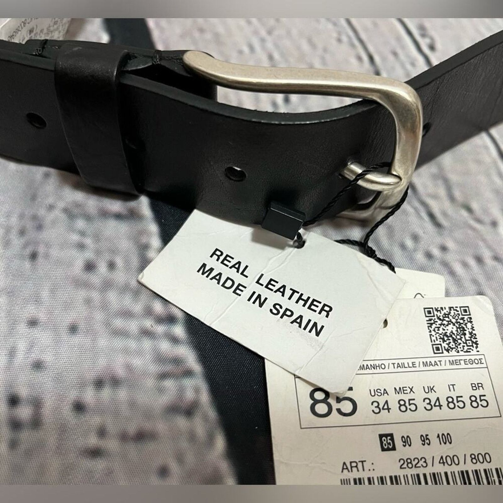 Zara NWT -Zara men’s - real leather belt in black-Sz 34 Size 34 - 3 Thumbnail