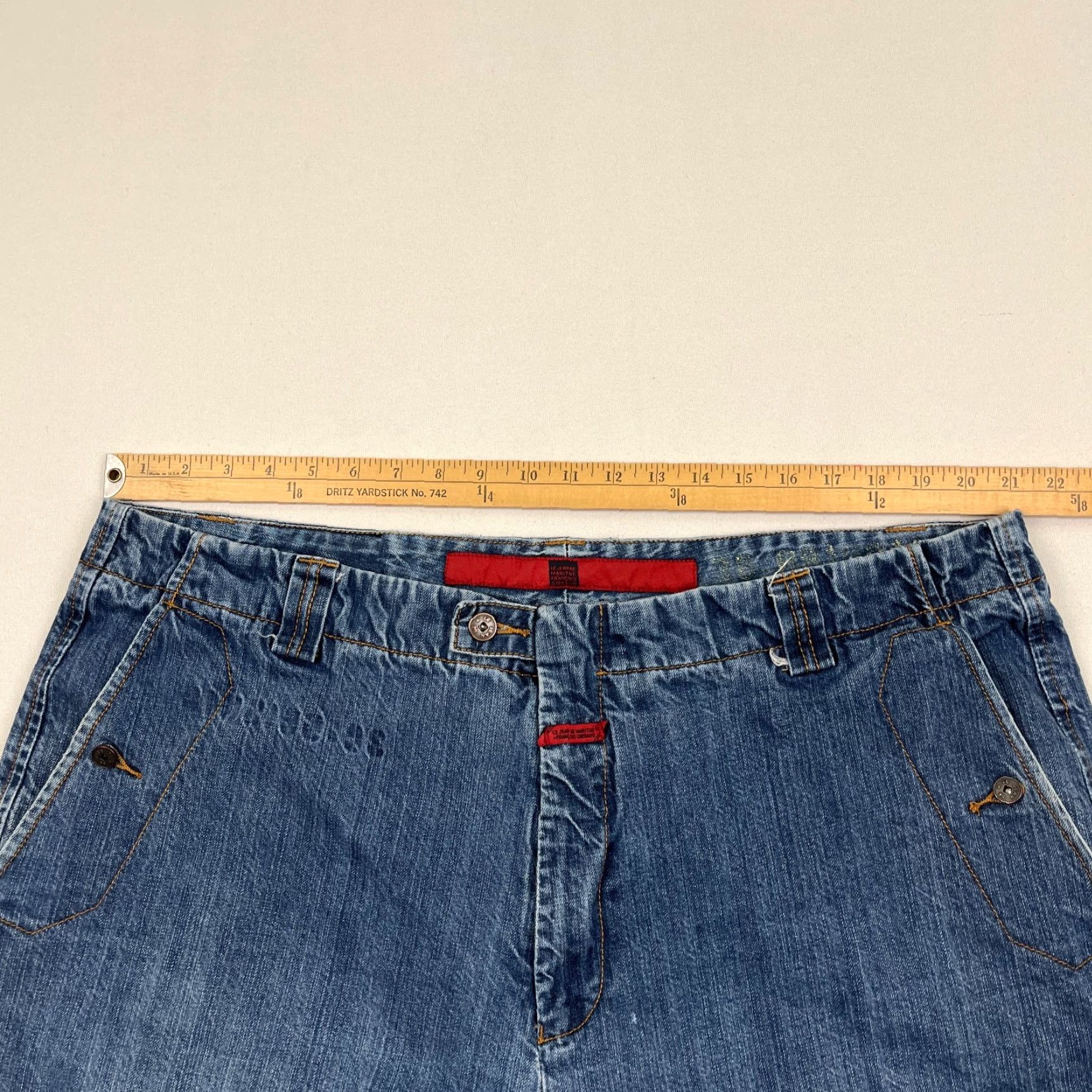 Denime VTG Girbaud Jeans Sz 42x33 Wide Baggy Denim Cargo Shuttle Tape Men Baggy Jeans 42 Blue Size US 42 / EU 58 - 6 Thumbnail