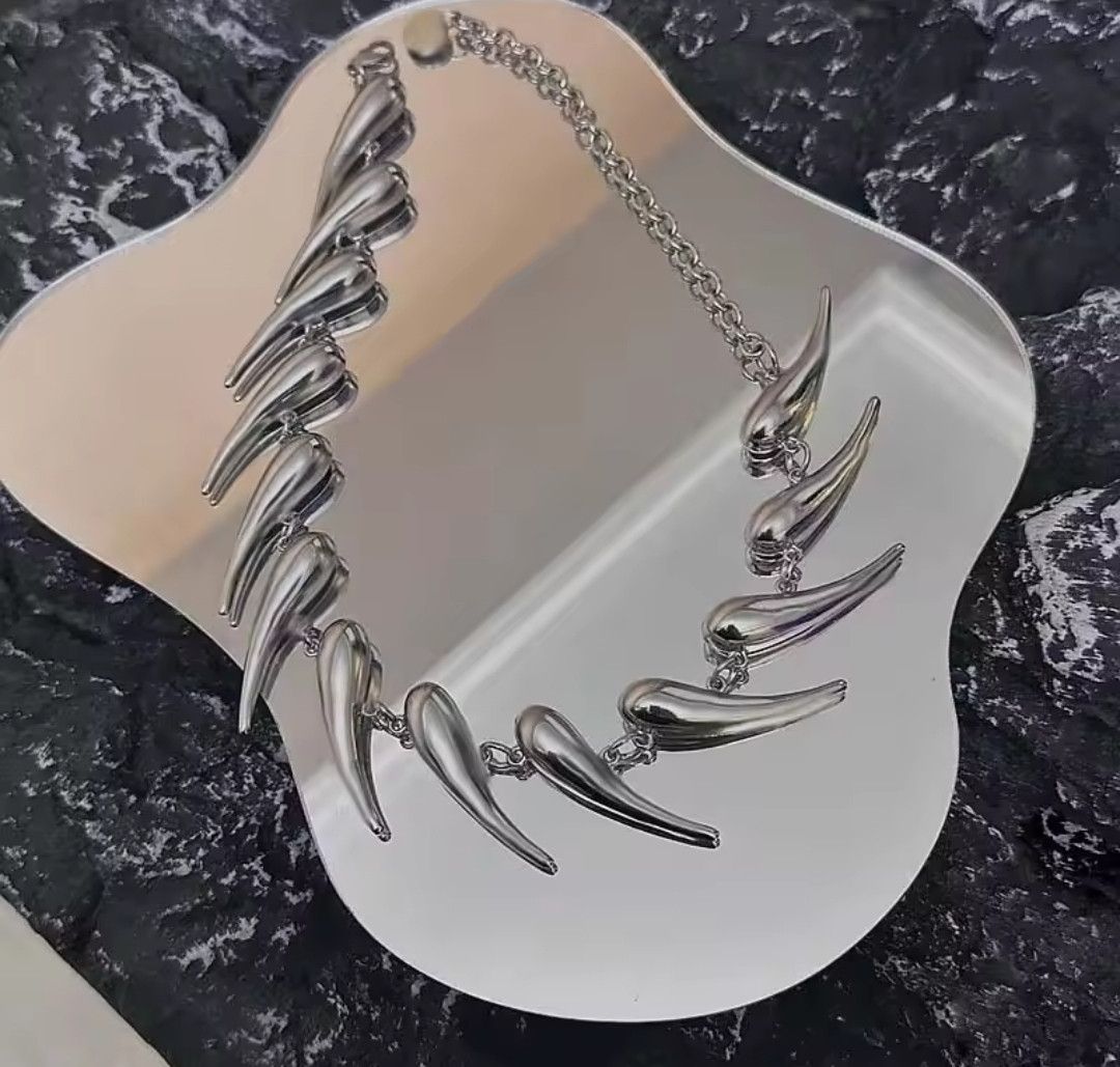 Jewelry Rivet chain choker necklace water drop Size ONE SIZE - 4 Thumbnail