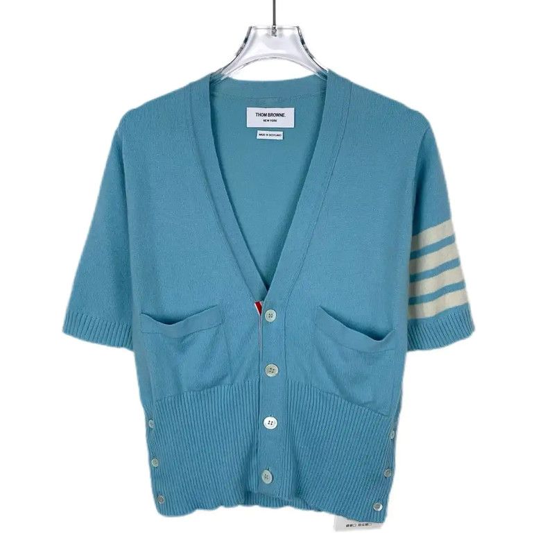 Thom Browne Thom Browne Blue Cashmere Short Cardigan 0089 Size XS / US 0-2 / IT 36-38 - 1 Thumbnail