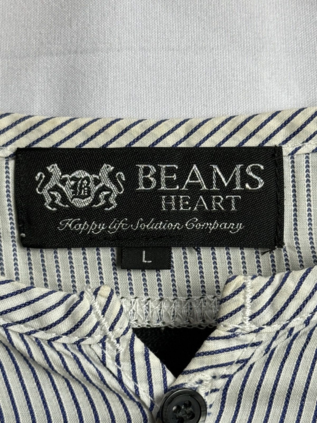 Japanese Brand Distressed Stripe Shadow Beams Long Sleeve Size US L / EU 52-54 / 3 - 9 Thumbnail
