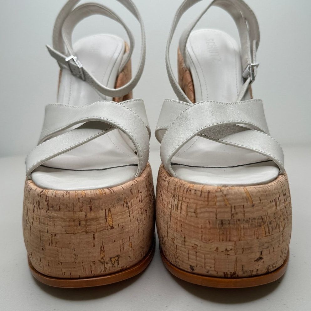 SCHUTZ NEW Schutz Pattie Cork White Sandal Pump Heels Platforms Size US 9.5 / IT 39.5 - 4 Thumbnail