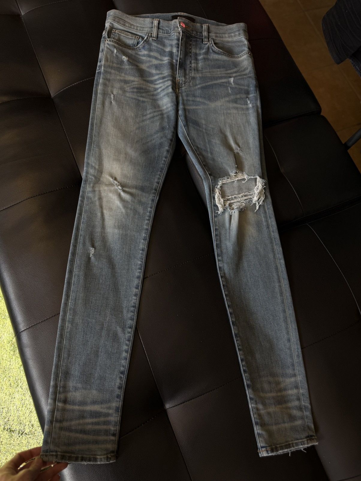 Amiri Amiri Blue Jeans Sparkle Glitter Patch Size 31 Flawless 🧼 Size US 31 - 1 Thumbnail