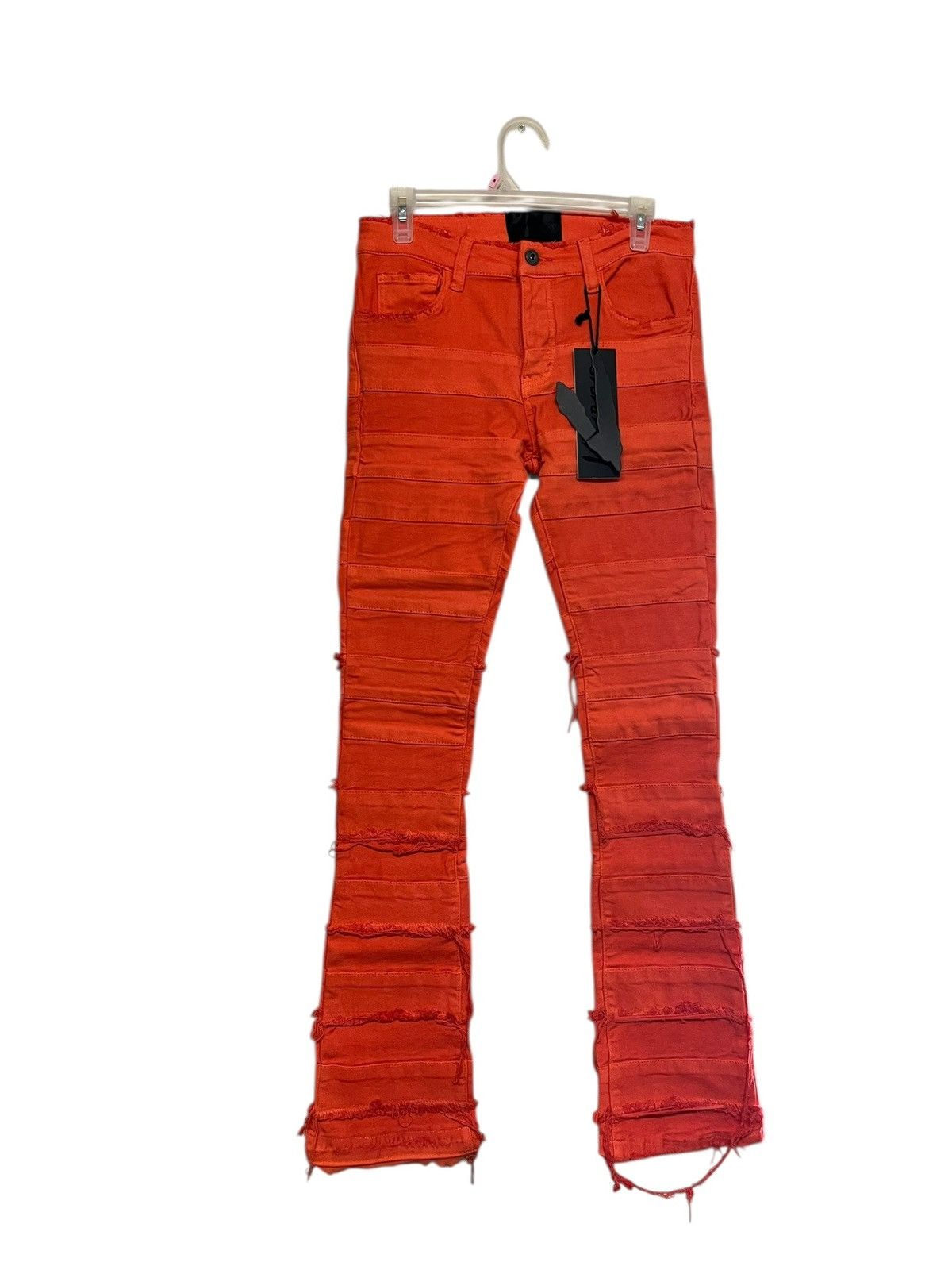 Valabasas Valabasas Stacked Distressed Denim Orange Patchwork Jeans Size US 30 / EU 46 - 3 Thumbnail