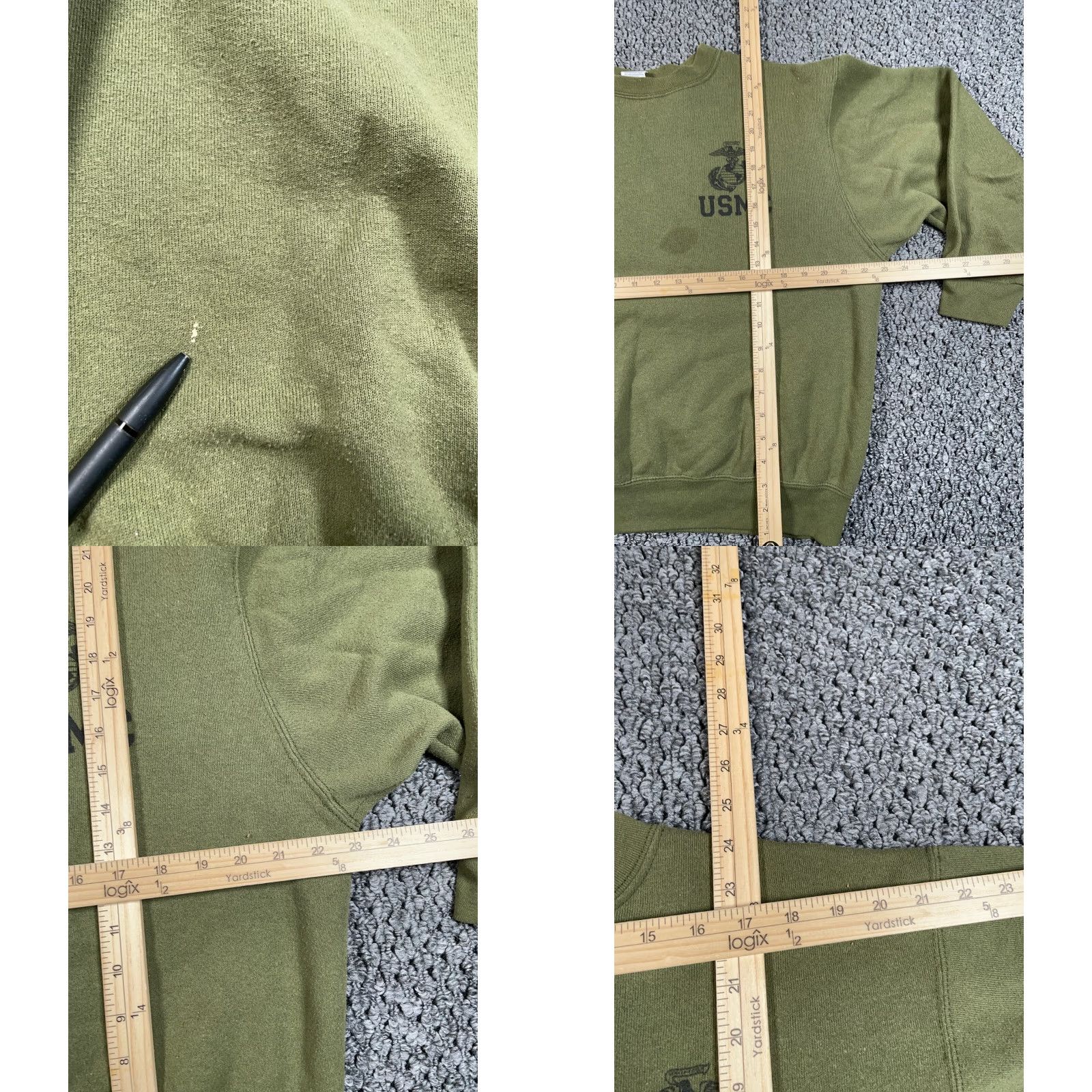Logo 7 VINTAGE USMC Sweatshirt Shirt Adult Medium Army Green Logo Crewneck Mens Size US M / EU 48-50 / 2 - 8 Thumbnail