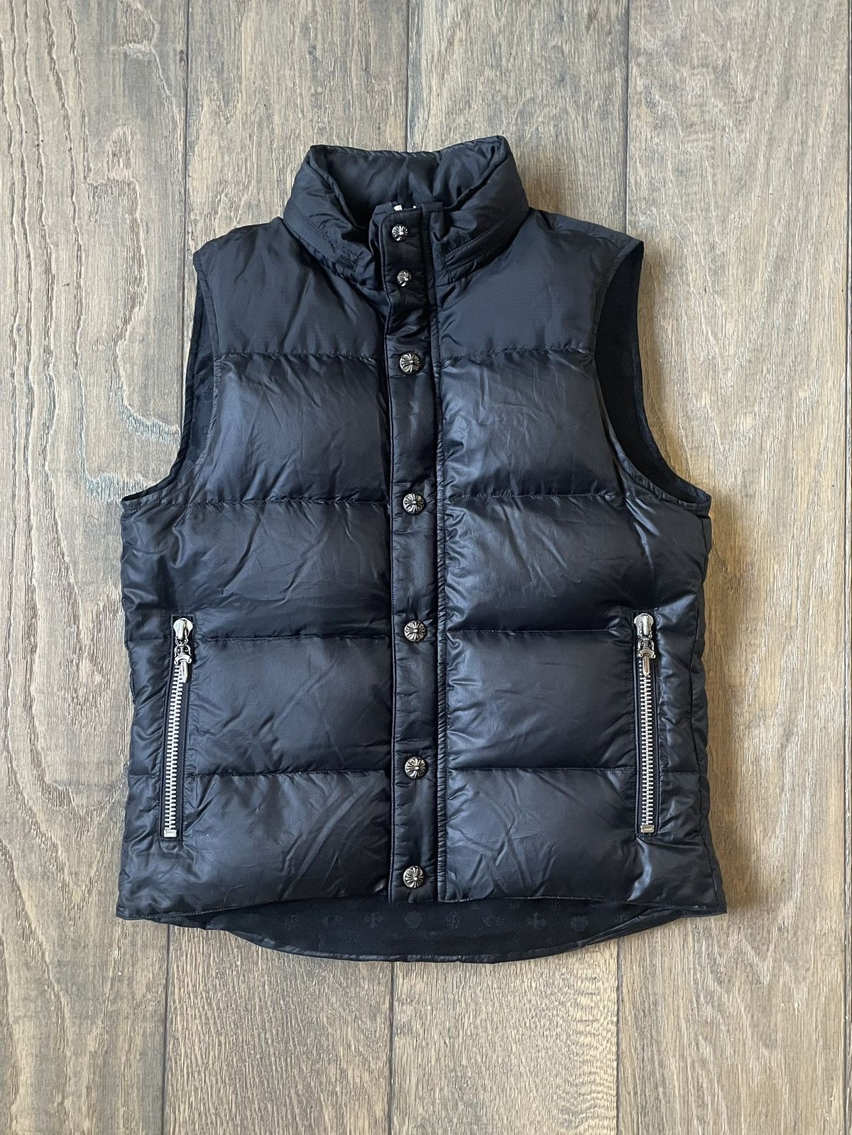 Pre-owned Chrome Hearts Puffer Vest In Black