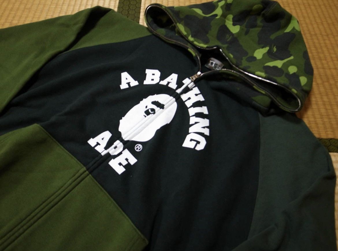Bape RARE OG 2006 A BATHING APE GREEN CAMO COLLE FULLZIP HOODIE Size US M / EU 48-50 / 2 - 2 Thumbnail