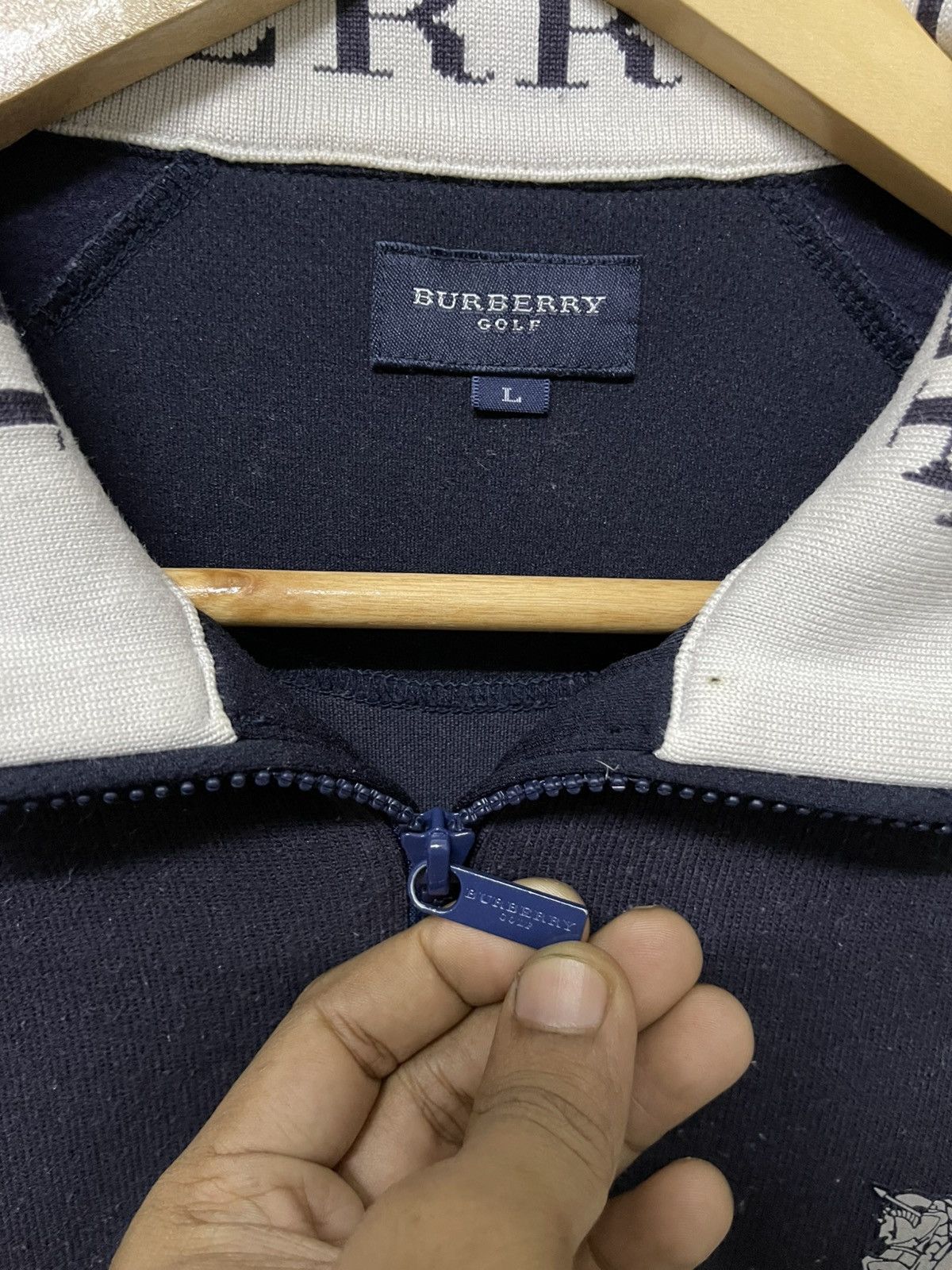 Burberry × Japanese Brand × Vintage 90s BURBERRY GOLF HALF ZIPPER SPELL OUT COLLAR RARE Size US L / EU 52-54 / 3 - 13 Thumbnail