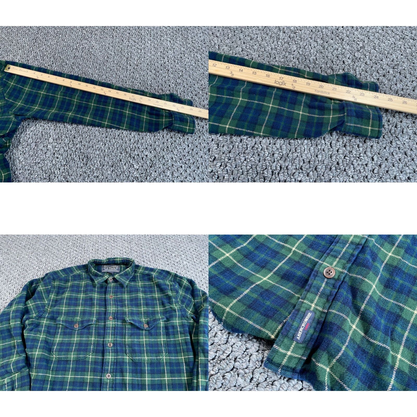 Abercrombie & Fitch VINTAGE Abercrombie & Fitch Oversized Flannel Shirt Men Medium Green Blue Tartan 90s Grunge Retro Size US M / EU 48-50 / 2 - 8 Thumbnail