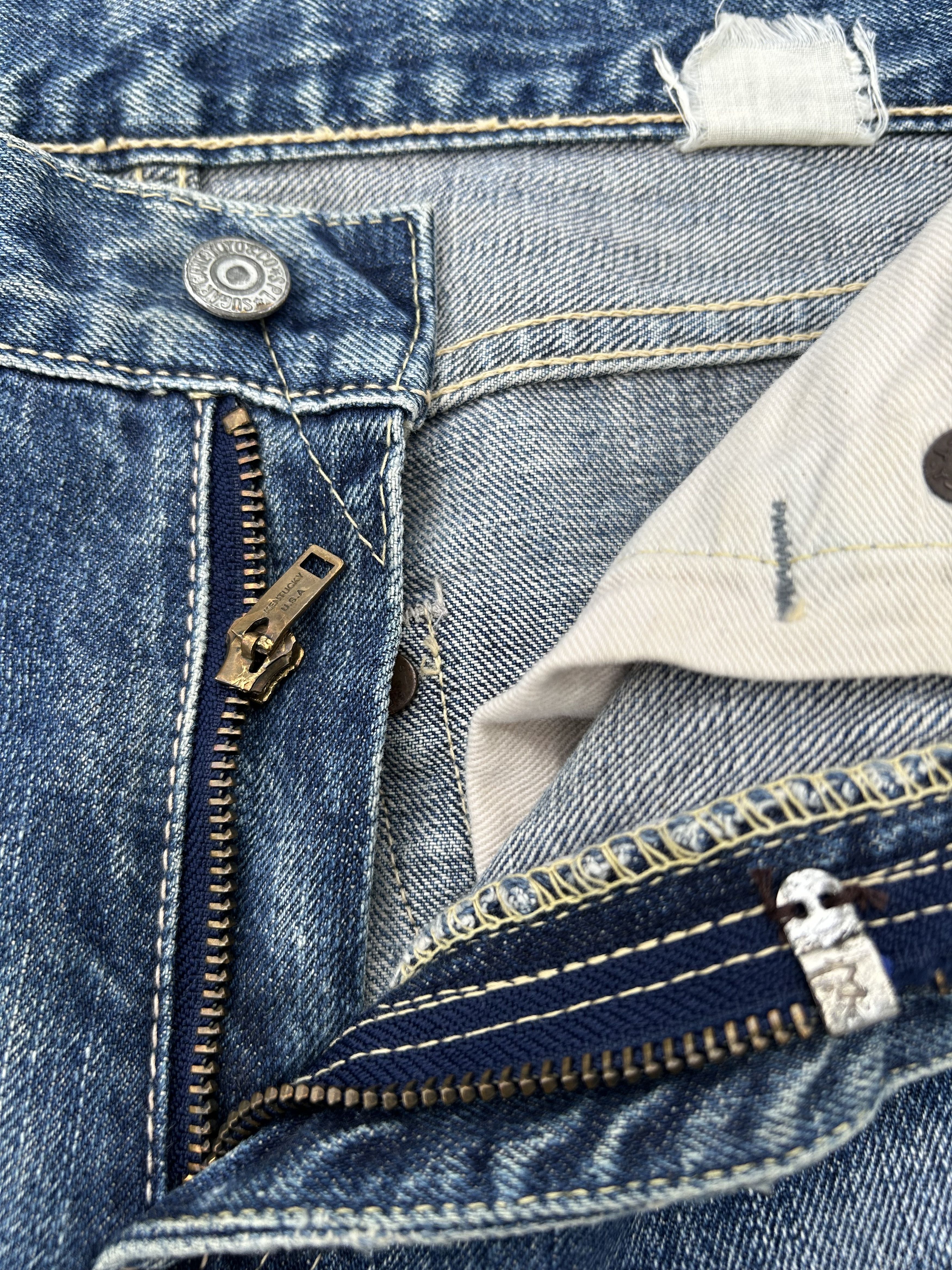 Kapital × Lee × Vintage Thrashed Vintage Lee Riders Selvedge Denim Jeans Size US 35 - 15 Thumbnail