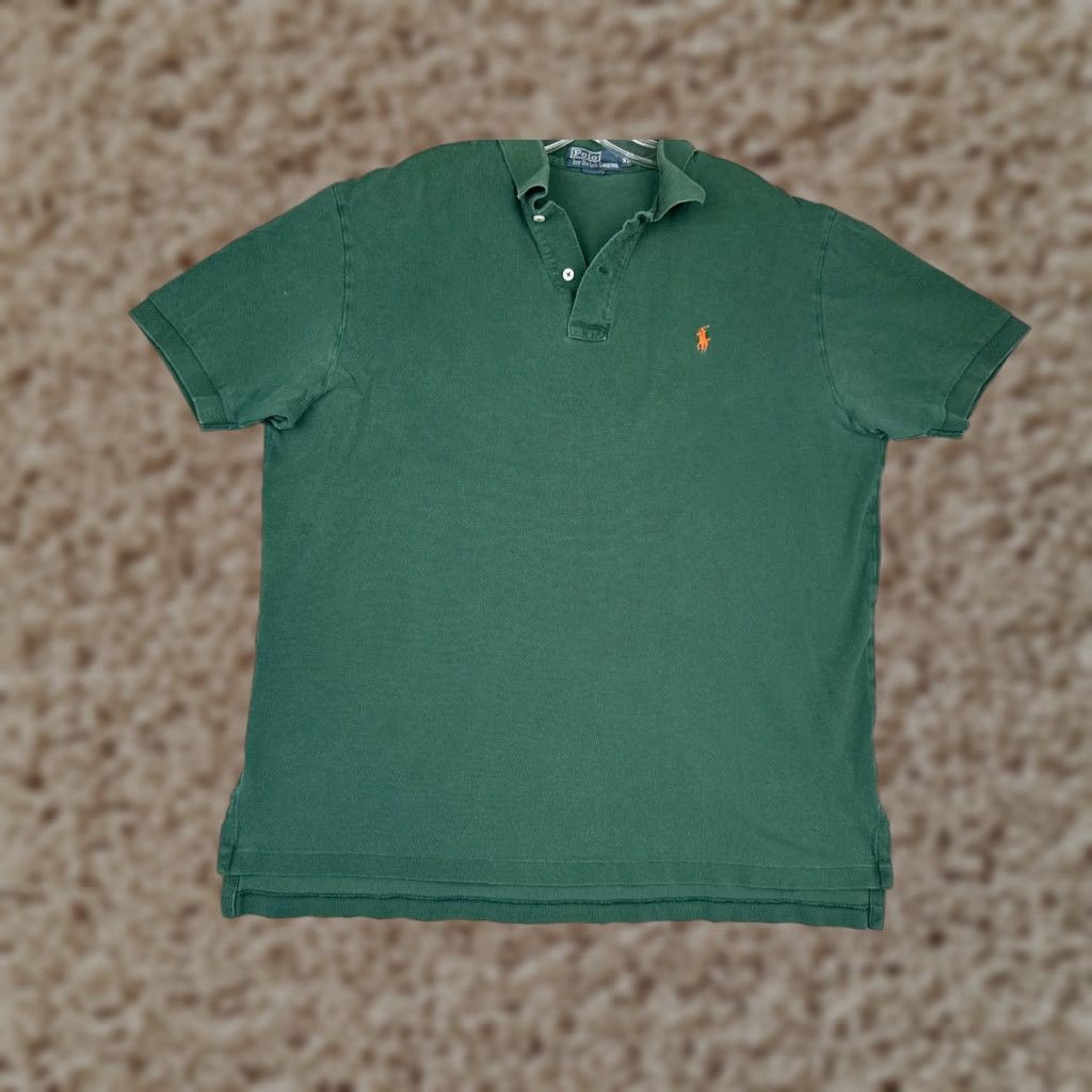 Ralph Lauren VINTAGE Ralph Lauren Polo Shirt Adult XL Green 100% Cotton, Short Sleeve, Button, Logo, Embroidered - Men's Polo Shirt, 44 Chest, Slim Fit Size US XL / EU 56 / 4 - 1 Thumbnail