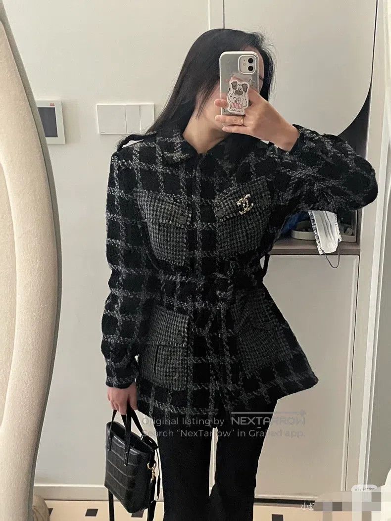 Chanel Chanel Black and gray plaid four-pocket wool stitching sta Size XS / US 0-2 / IT 36-38 - 2 Thumbnail
