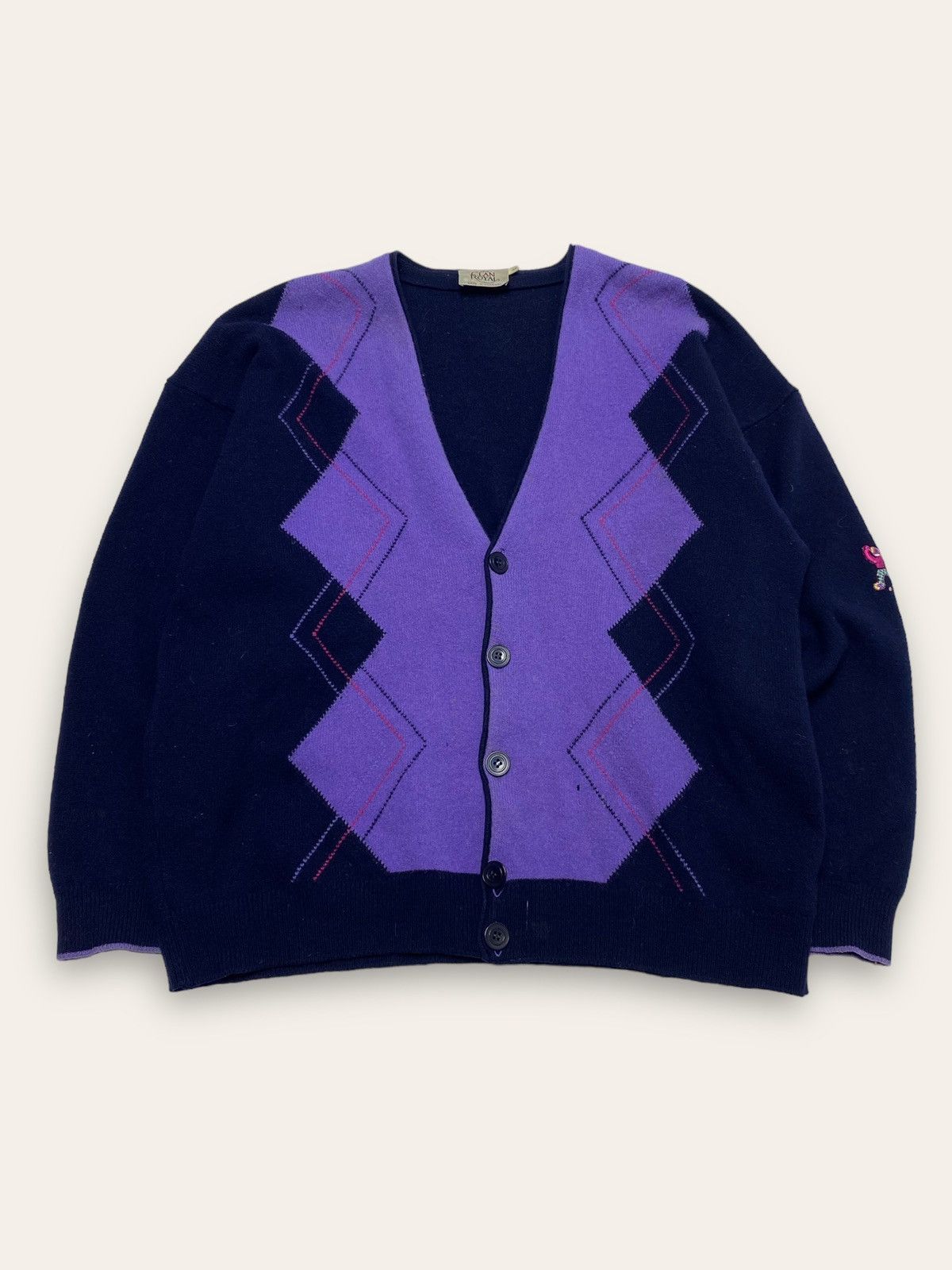 Vintage Vintage CLAN ROYAL Crazy Colours Style Cardigan Y2k Size US XL / EU 56 / 4 - 1 Thumbnail