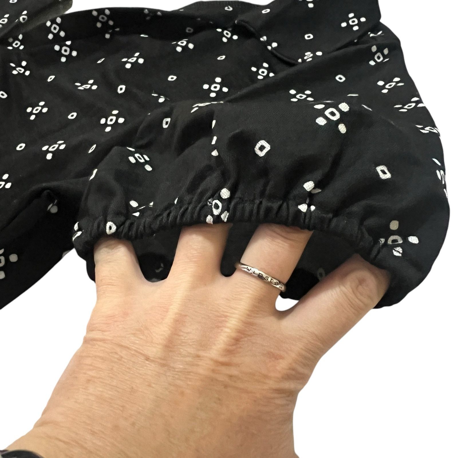 Other Elastic Short Sleeve Piqué Patterned Collared Split Neck Top Size M / US 6-8 / IT 42-44 - 5 Thumbnail