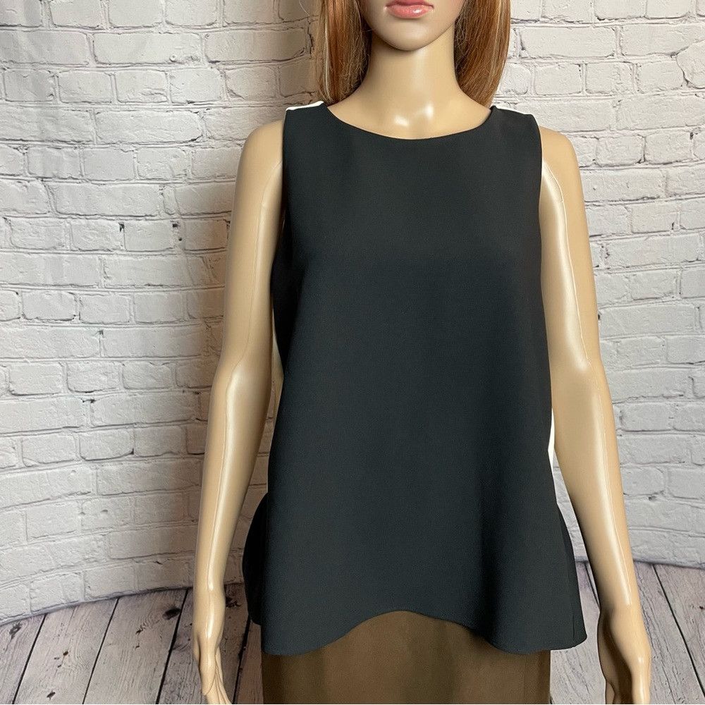 Ann Taylor Ann Taylor Sleeveless Black White Peplum Blouse Top Size LP Size L / US 10 / IT 46 - 4 Thumbnail