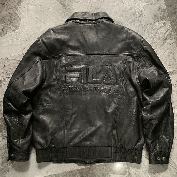 Fila Vintage 80s Fila Bomber Leather Jacket Size US L / EU 52-54 / 3 - 6 Thumbnail