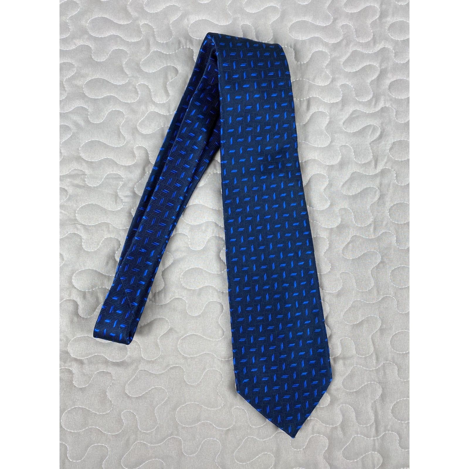 Vintage VINTAGE Manhattan Hand Made In Italy Navy Blue Silk Neck Tie 59x3.75 Men Tie Blue Size ONE SIZE - 2 Thumbnail