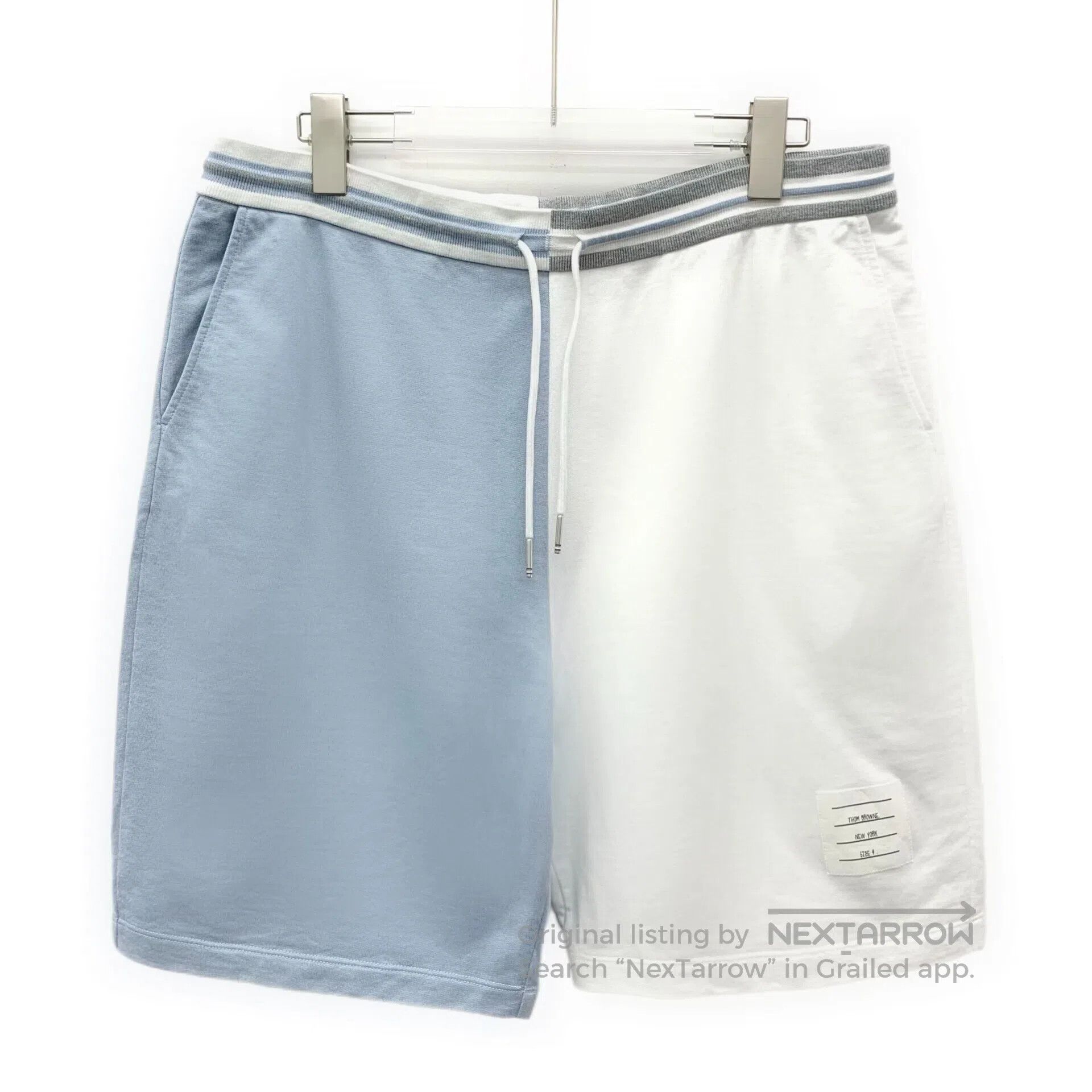 Thom Browne Thom Browne size L Blue and White Color Block Cotton Draws Size US 27 - 1 Thumbnail