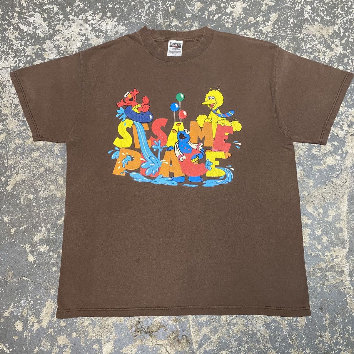Vintage Vintage Sesame Street Sesame Place Brown Faded 90s Tshirt Size US XL / EU 56 / 4 - 1 Thumbnail