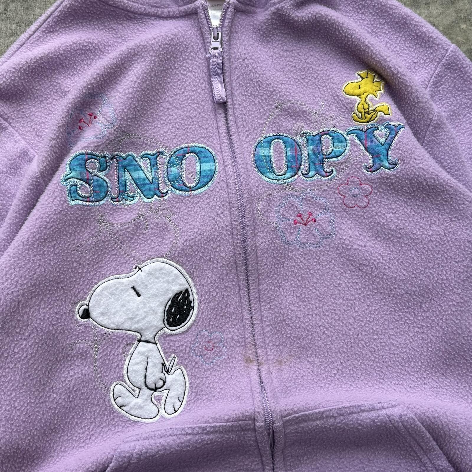Peanuts Vintage Y2K Fleece Snoopy Woodstock Floral Full Zip Hoodie Size S / US 4 / IT 40 - 2 Thumbnail