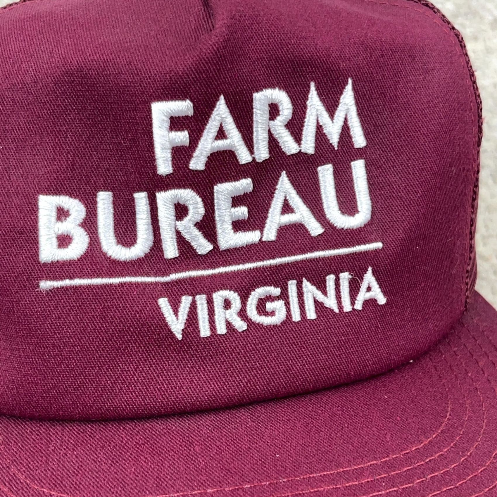 Vintage VINTAGE K Products Trucker Hat Cap Made In USA 80s Farm Bureau Virginia Maroon Size ONE SIZE - 2 Thumbnail