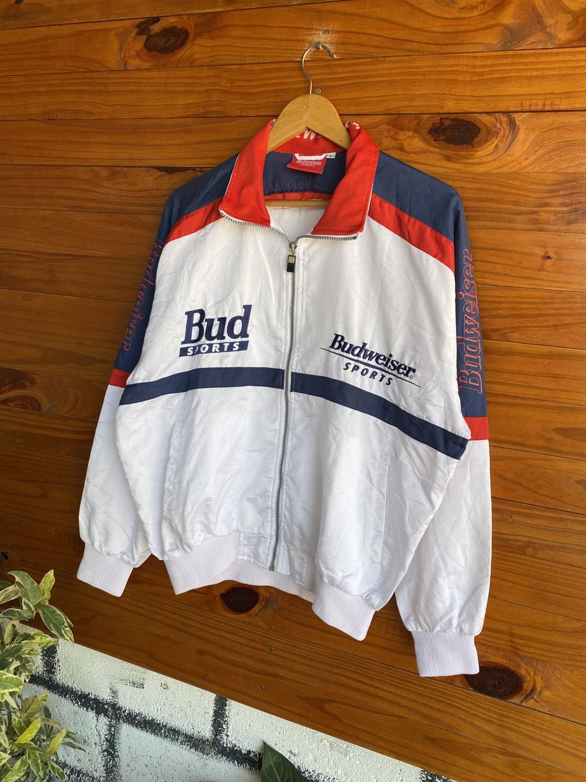Budweiser Vintage Budweiser Sports Racing Jacket – Red White Blue Size US L / EU 52-54 / 3 - 4 Thumbnail