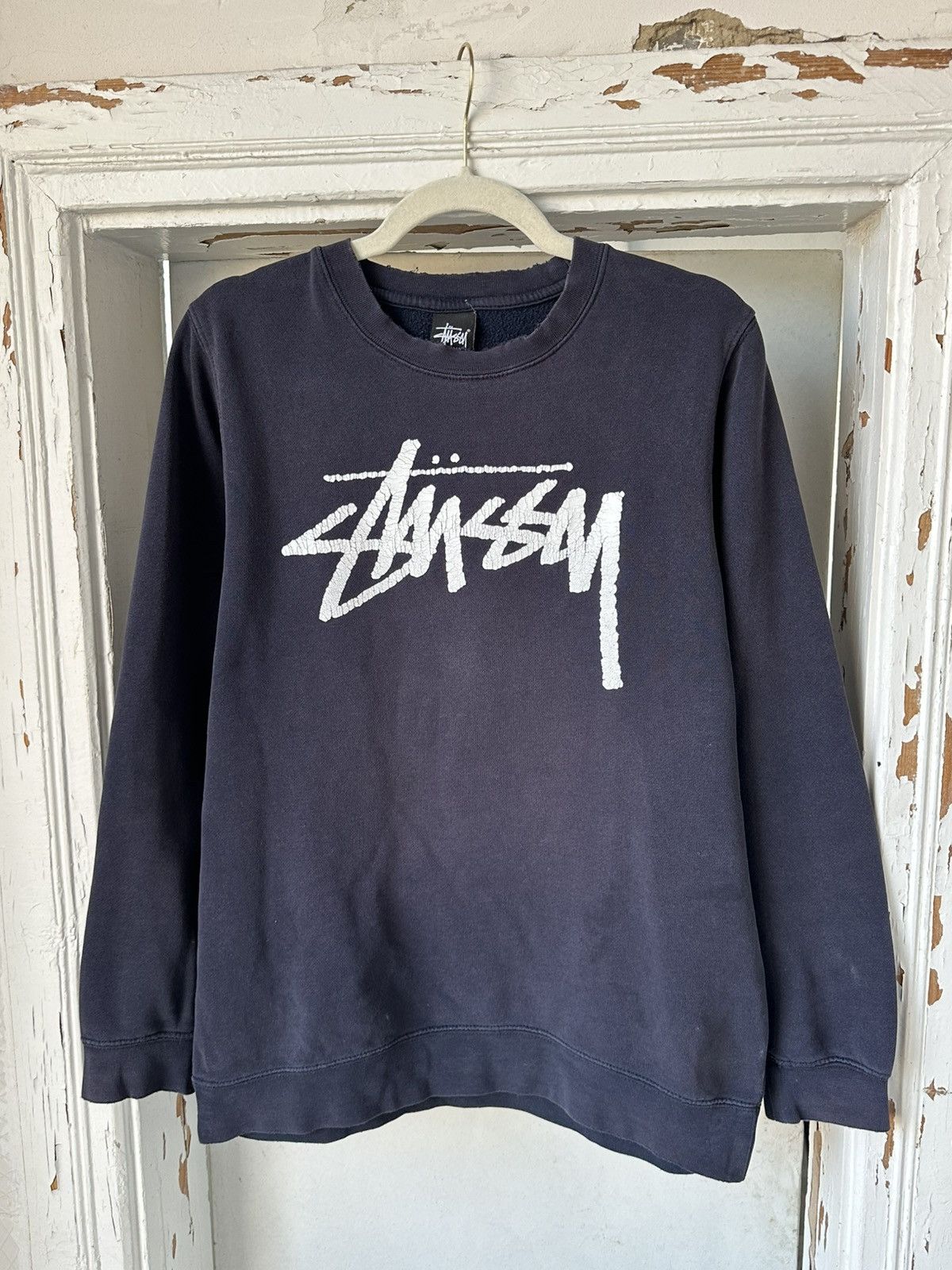 Stussy Vintage Stussy Logo Torn Faded Long Sleeve Sweatshirt Size US M / EU 48-50 / 2 - 1 Thumbnail
