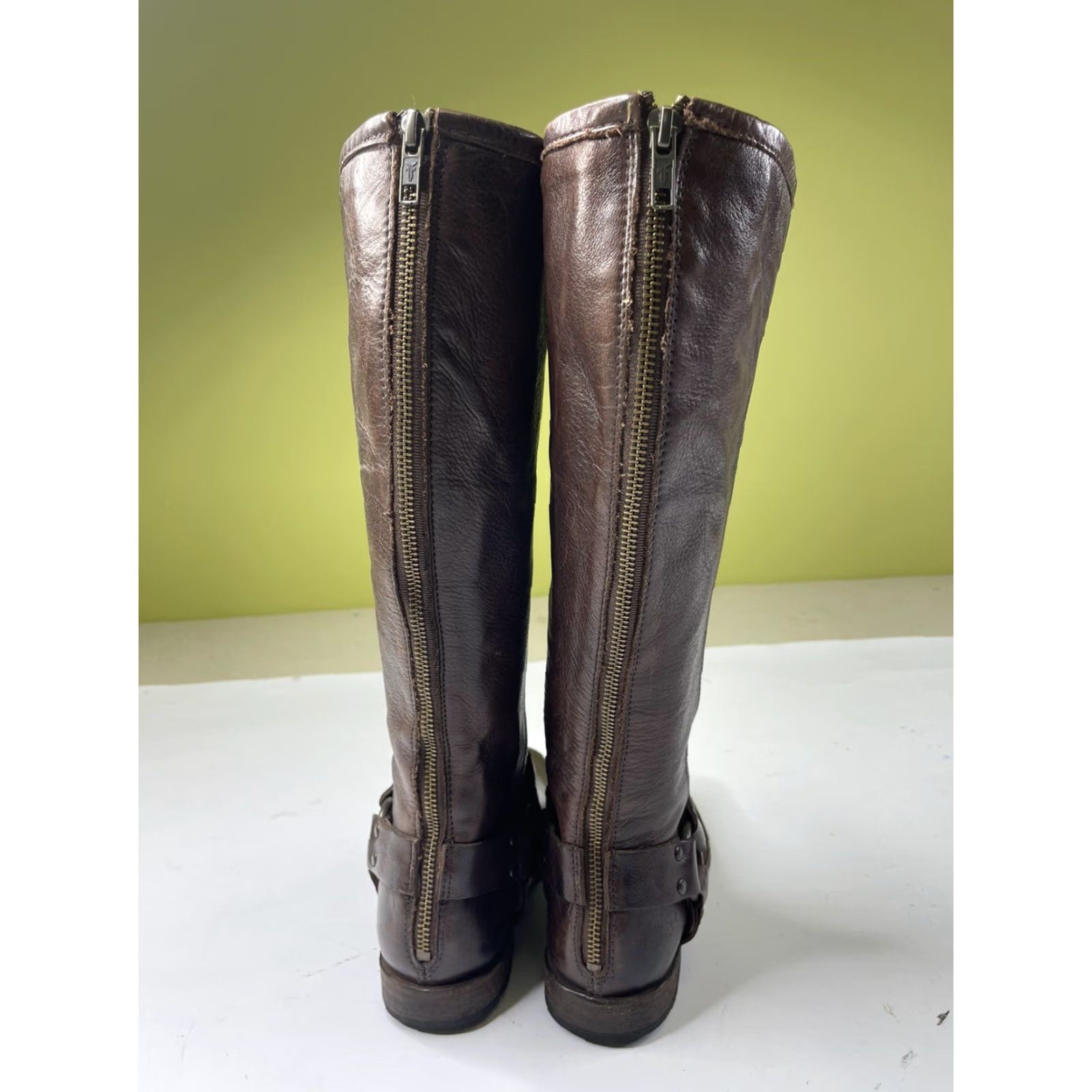 Frye Frye Riding Boots Womens 7.5 B Brown Leather Full Zip Calf Equestrian Boot Men? Wait. Size US 8 / IT 38 - 6 Thumbnail