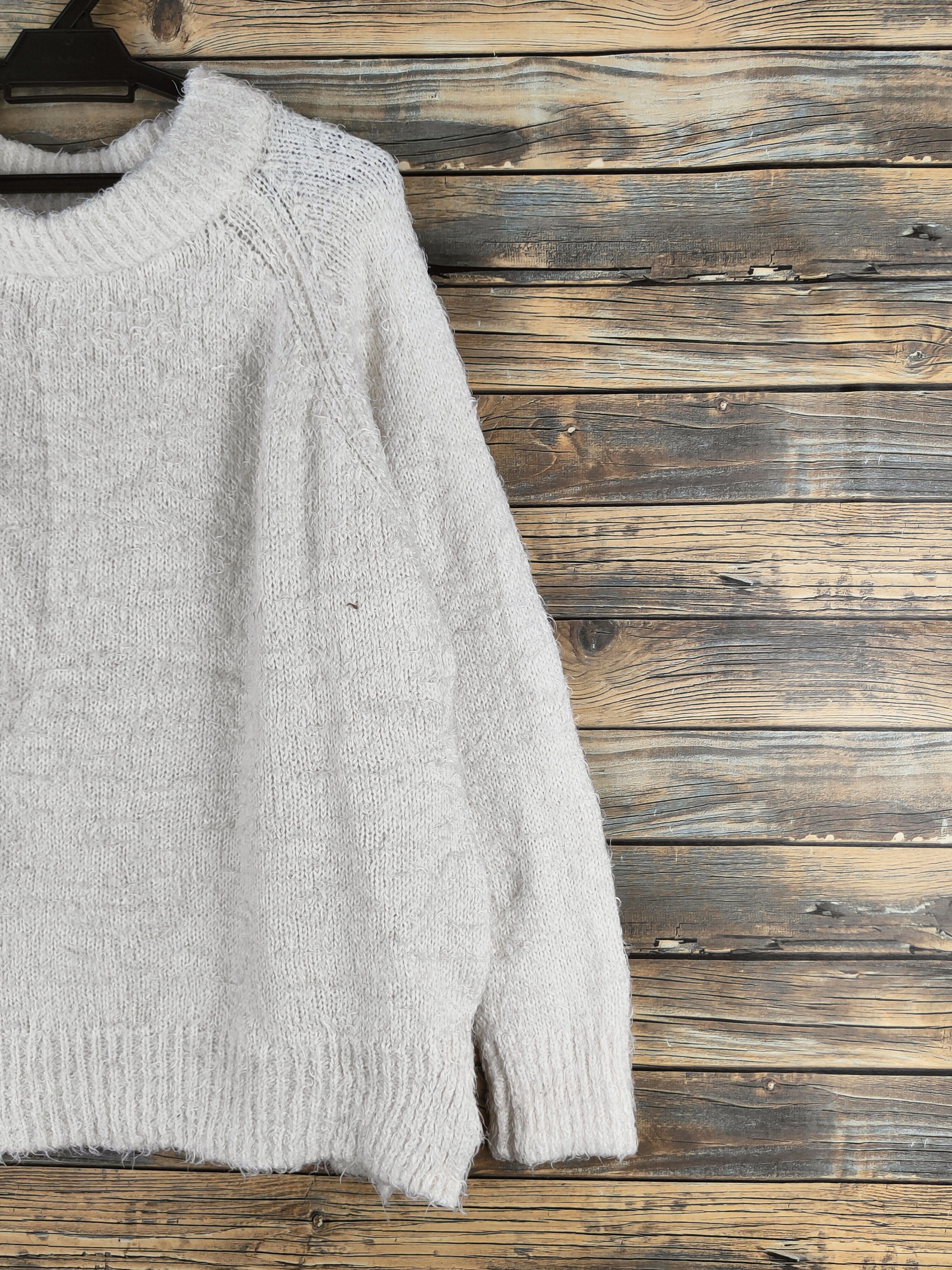 Global Work DL Global Work Cream Fur Mohair Knitwear #46-553 Size L / US 10 / IT 46 - 5 Thumbnail