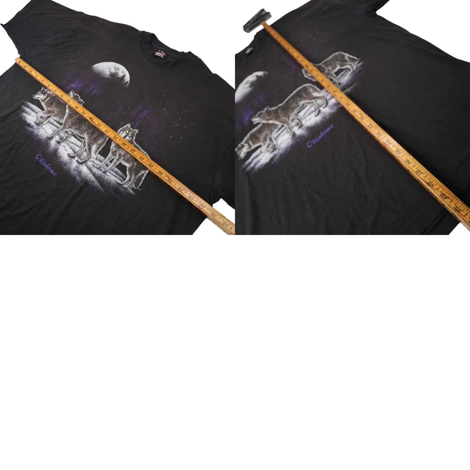 Vintage VINTAGE Wolf Night Scene Graphic T Shirt Men's 2XL Black Shirts Mens Size US XXL / EU 58 / 5 - 8 Thumbnail