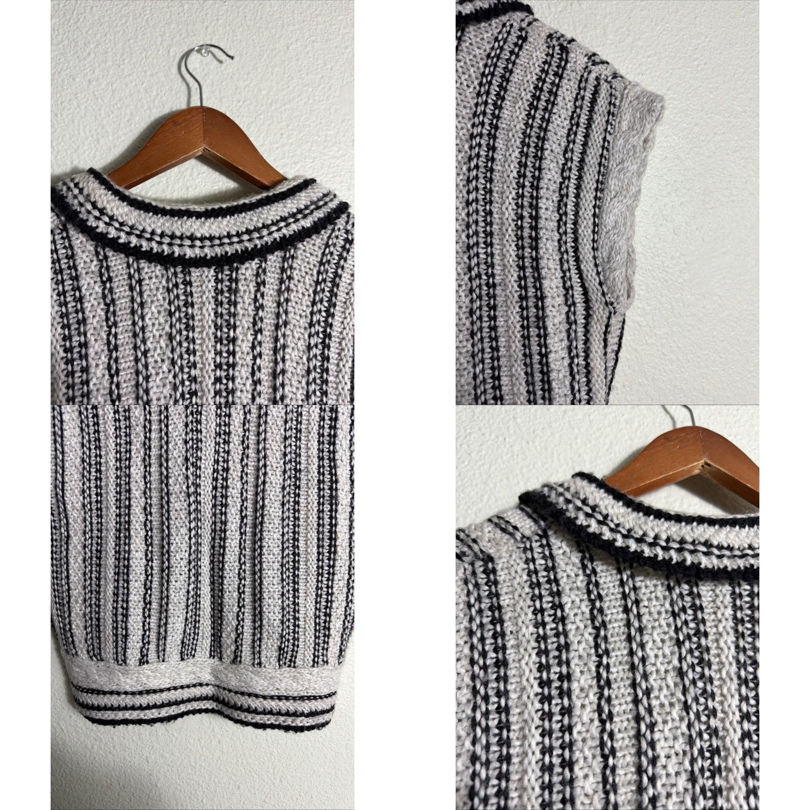Vintage VINTAGE Black White Striped Cardigan Sweater Wool Blend Medium M Woman Casual Shirts? Size M / US 6-8 / IT 42-44 - 9 Thumbnail