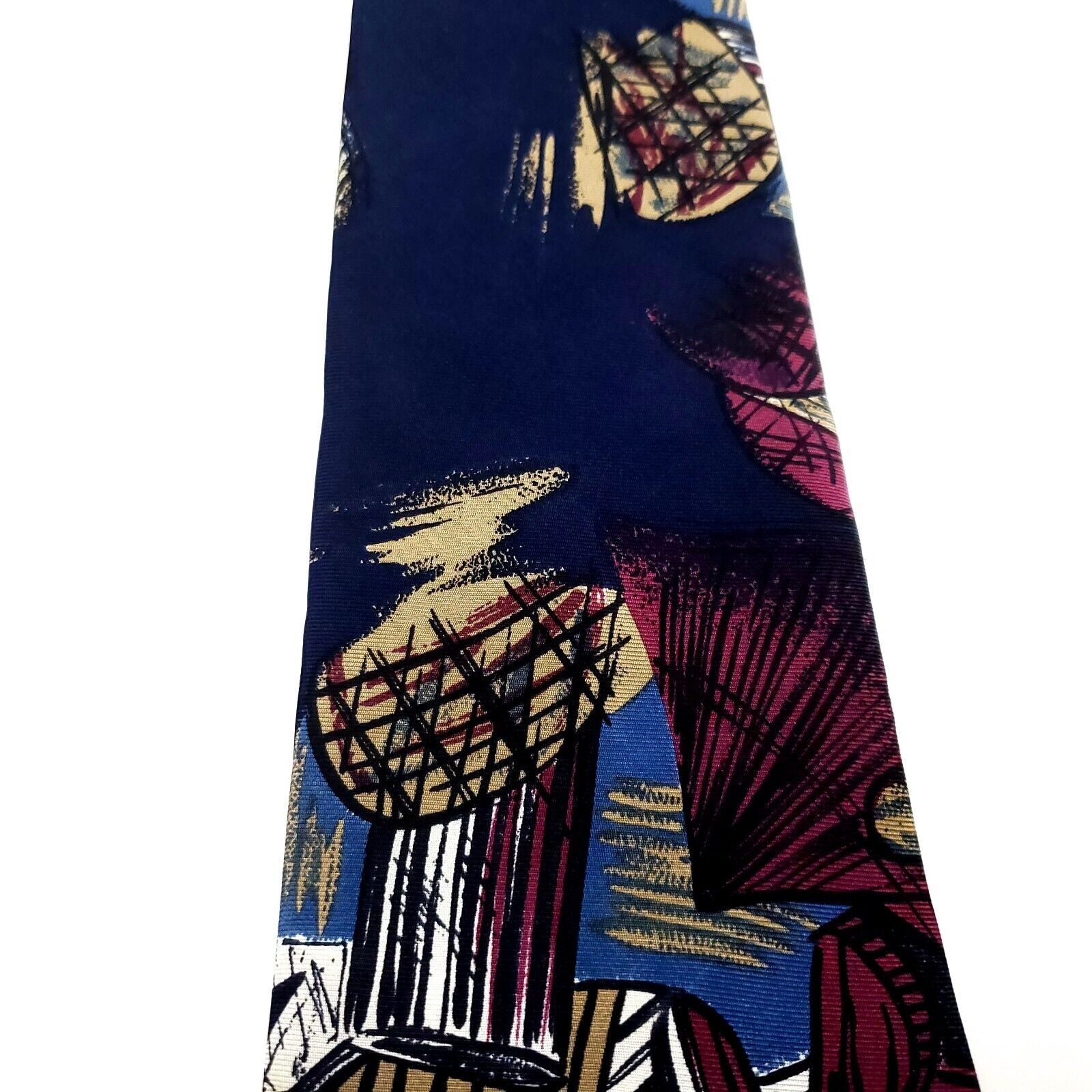Henry Grethel Henry Grethel Multi Colored Silk Tie Woven Short Wide Graphi Size ONE SIZE - 2 Thumbnail