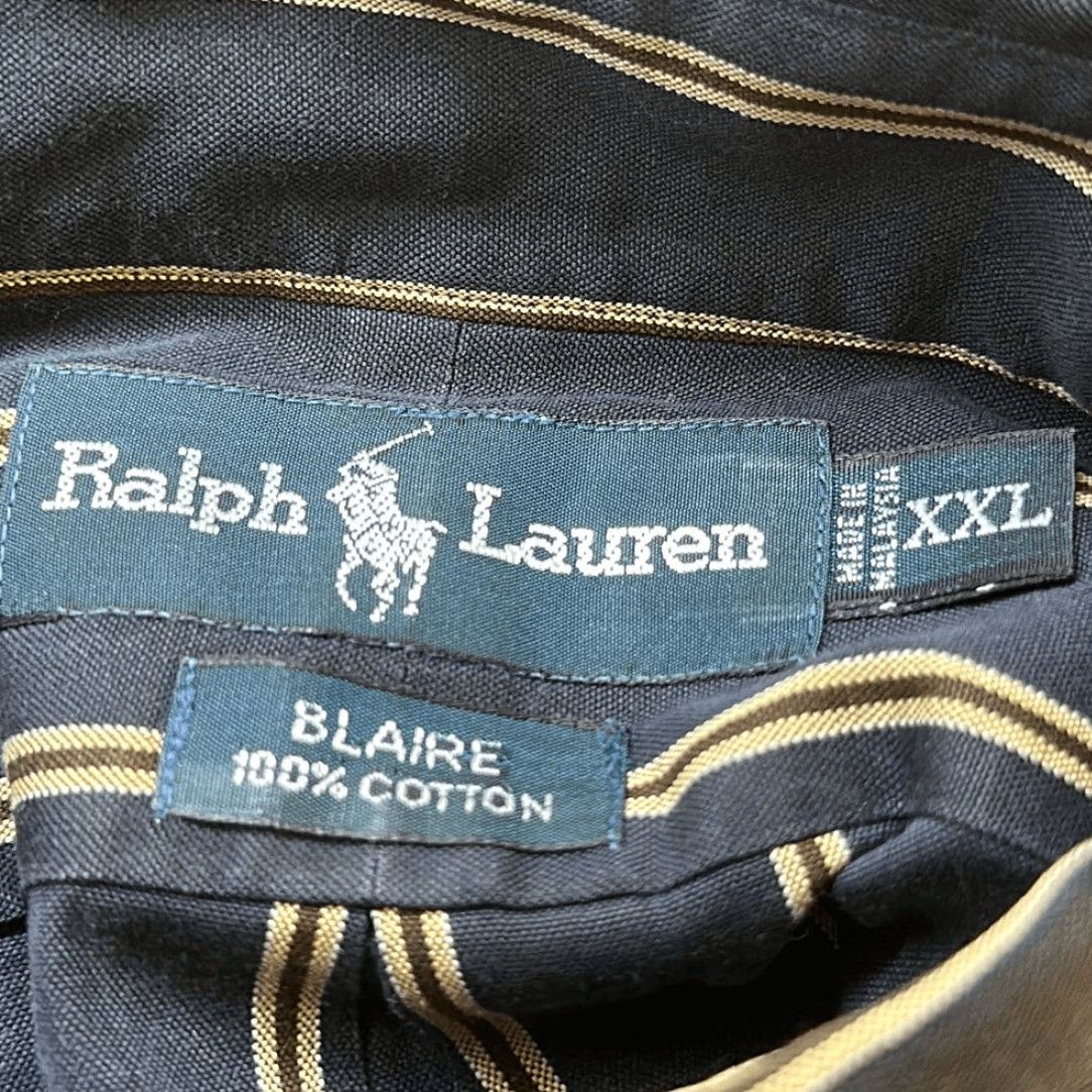 Ralph Lauren VINTAGE Ralph Lauren Crest Shield Shirt Mens XXL Blue Navy Gold Striped Blaire Size US XXL / EU 58 / 5 - 5 Thumbnail