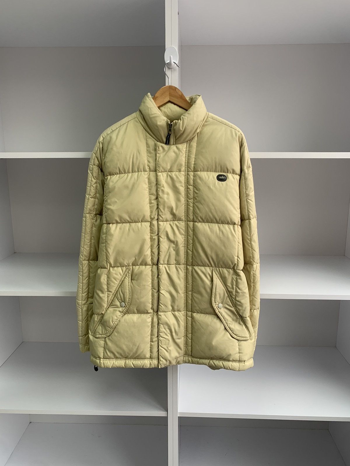 image of Nike Beige Y2K Heavy Puffer Jacket, Men's (Size Large)