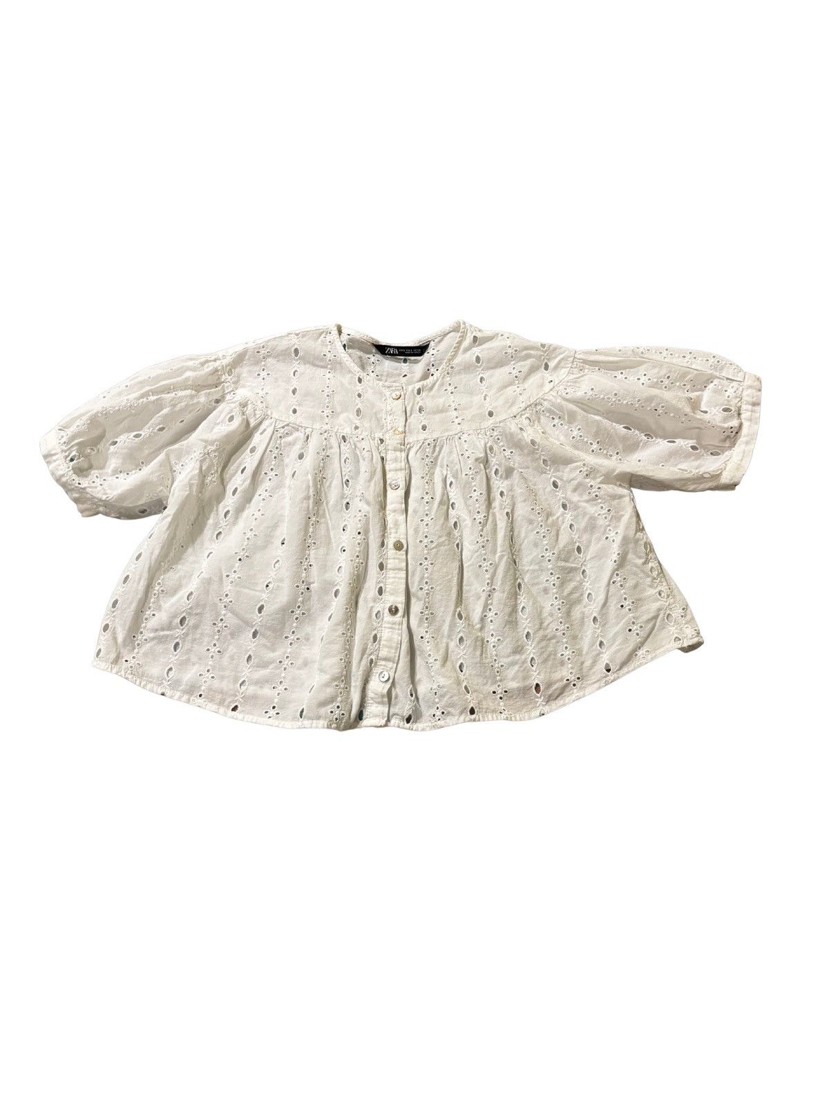 Zara Women’s white short sleeve Blouse.wt1902 Size S / US 4 / IT 40 - 1 Thumbnail