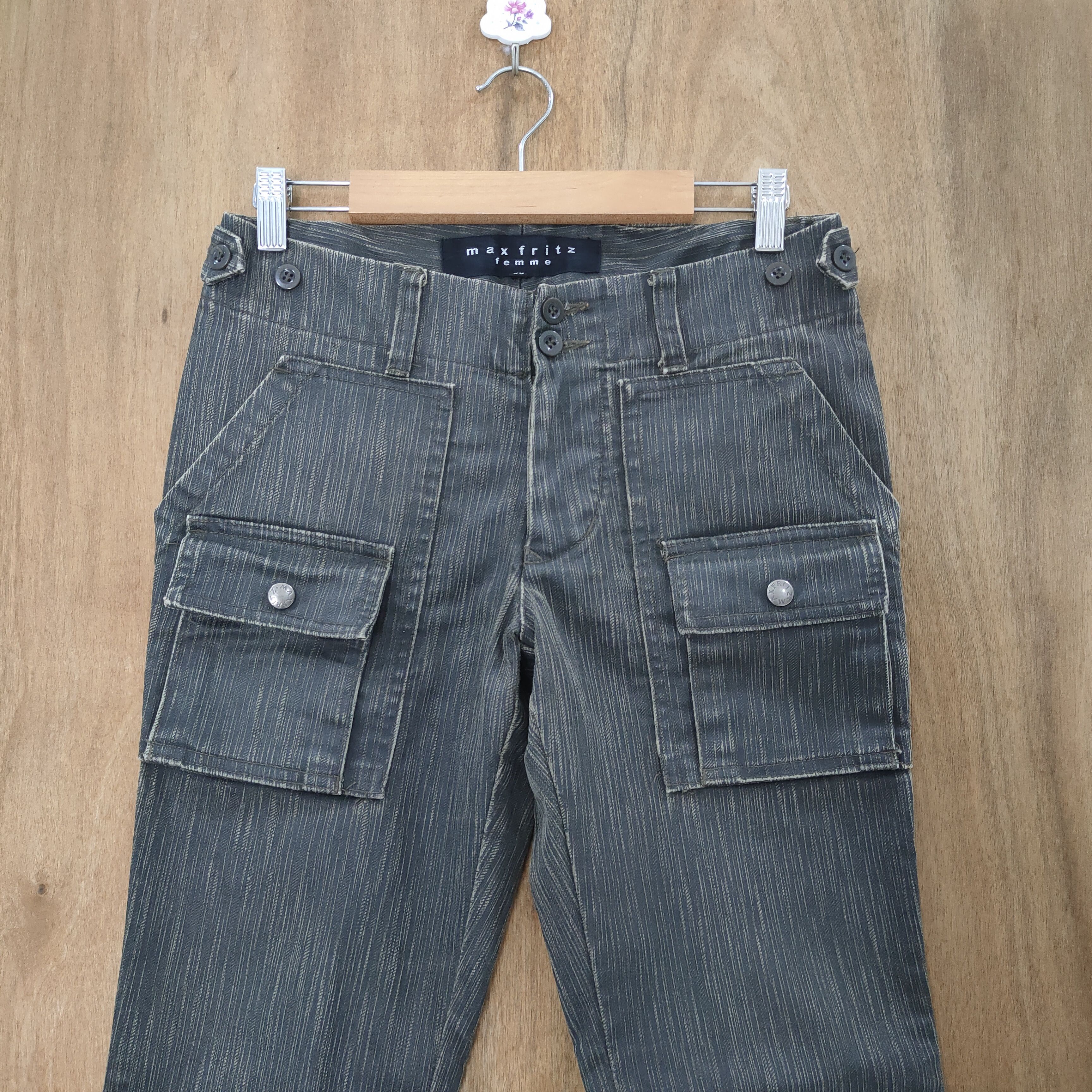 Japanese Brand FLARE MAXFRIZT BLACK MULTIPOCKET CARGO PANTS Size US 27 - 2 Thumbnail