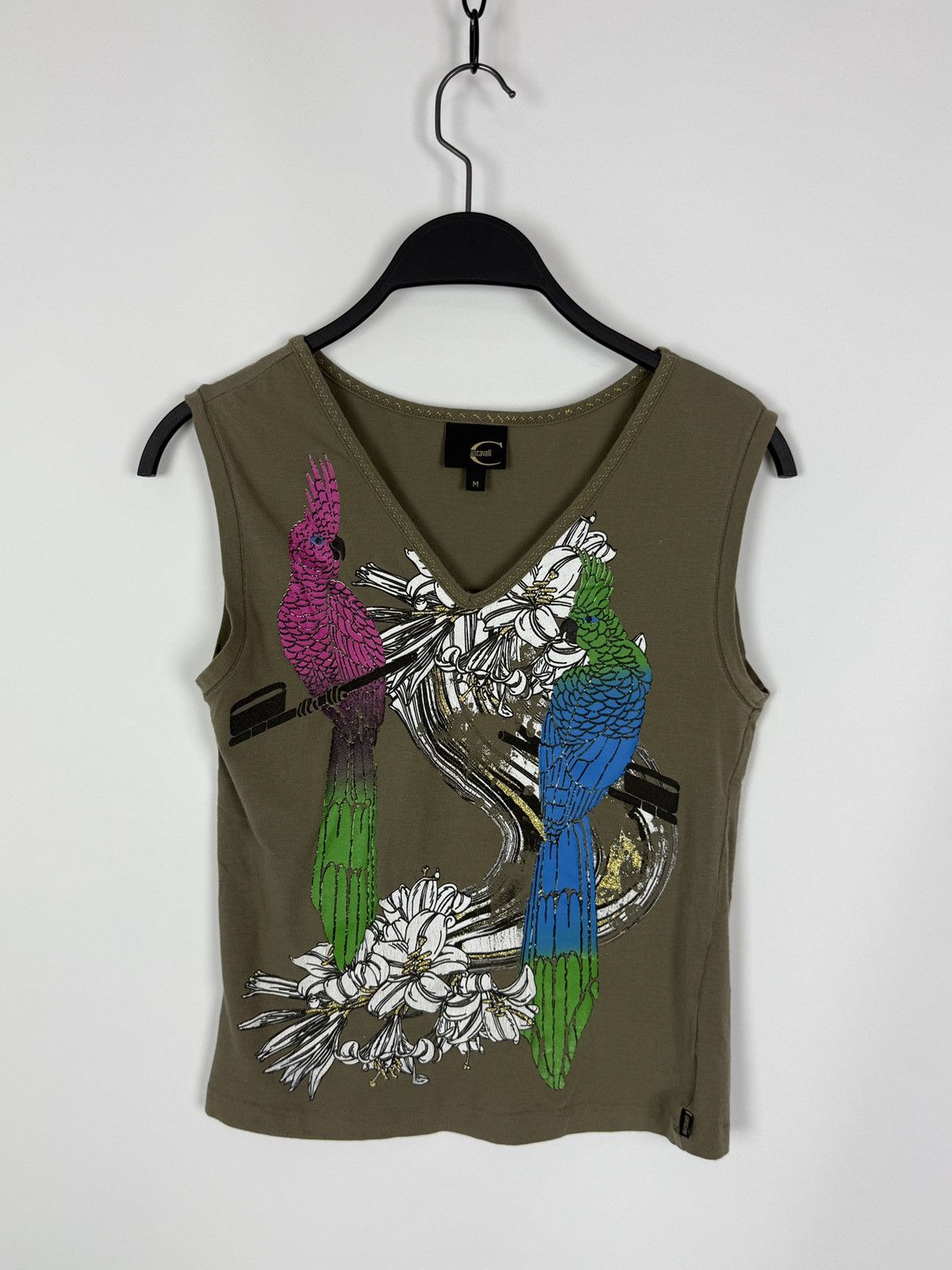Just Cavalli Y2K Vintage Just Cavalli Parrots Graphic Tank Top M 2000s Size M / US 6-8 / IT 42-44 - 1 Thumbnail