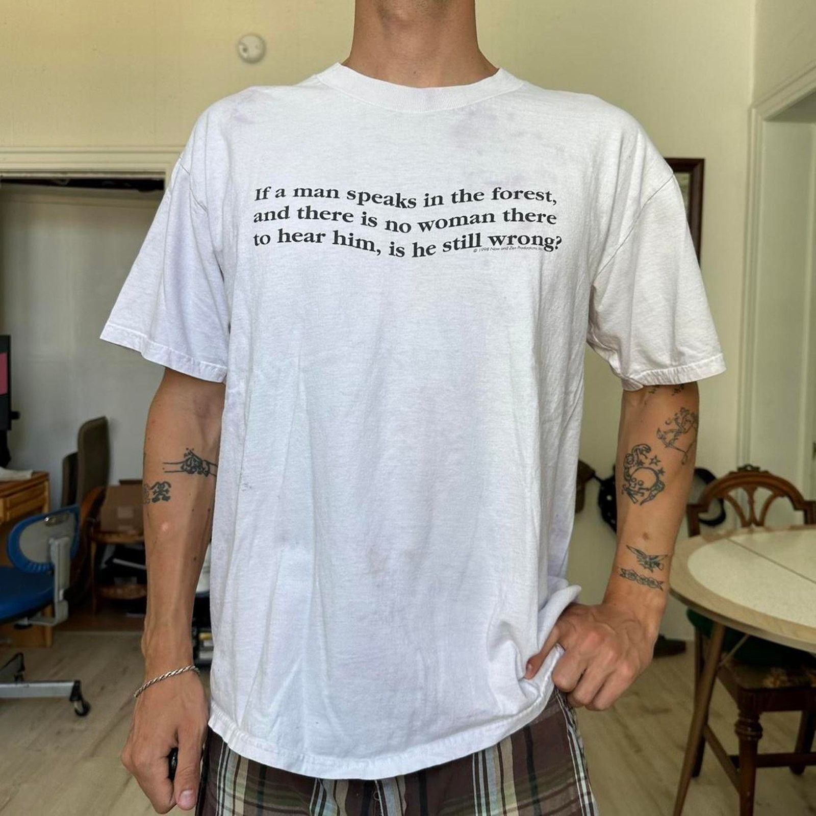 Other × Vintage Rare Vintage 90s Man Woman Adult Tie Dye Quote Graphic Tee Size US L / EU 52-54 / 3 - 6 Thumbnail