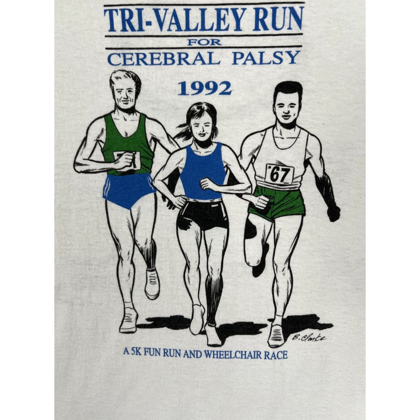 Hanes VINTAGE Hanes Tri-Valley Run Cerebral Palsy T-Shirt Mens Large White 1992 90s Charity Running Tee Size US L / EU 52-54 / 3 - 2 Thumbnail