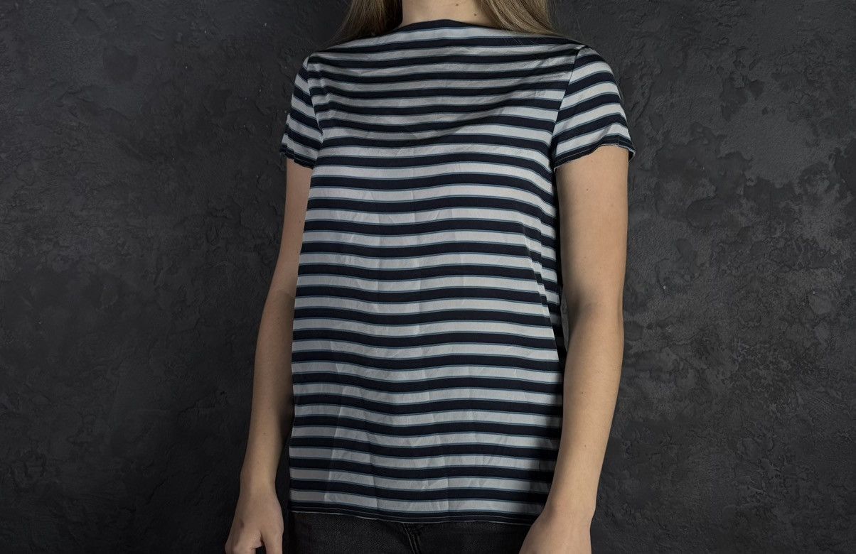 Miu Miu Miu Miu Silk Striped Short Sleeve Women’s T-Shirt Size S / US 4 / IT 40 - 3 Thumbnail