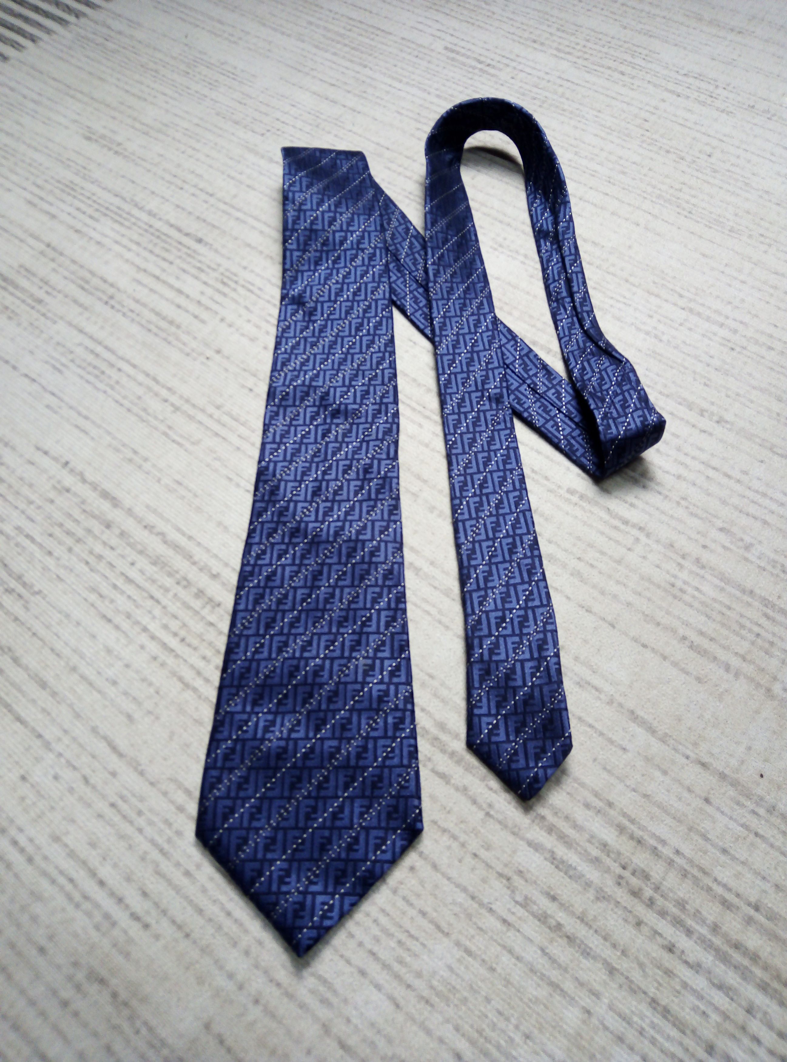 Fendi Italian Made Iconic Monogram Logo Silk Necktie Size ONE SIZE - 1 Thumbnail