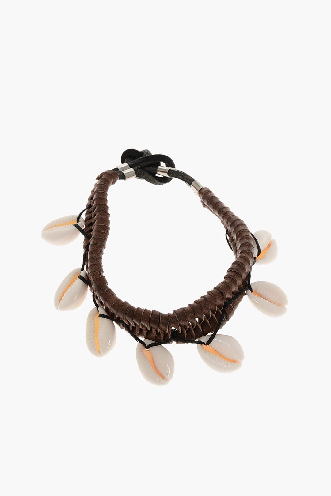 Dsquared2 Leather Anklet with Shells Size ONE SIZE - 1 Thumbnail
