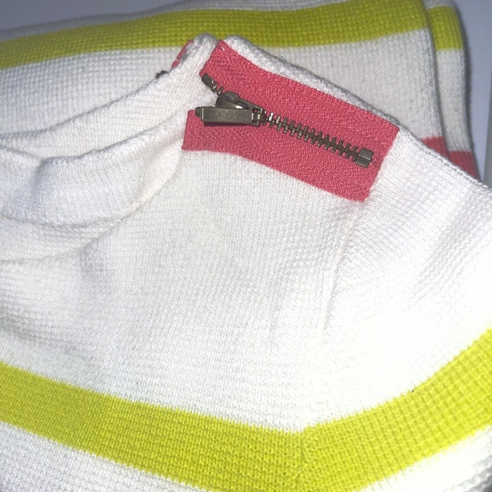 Loft LOFT Cotton Coral Color-block Striped Sweater Sz PM Size ONE SIZE - 6 Thumbnail